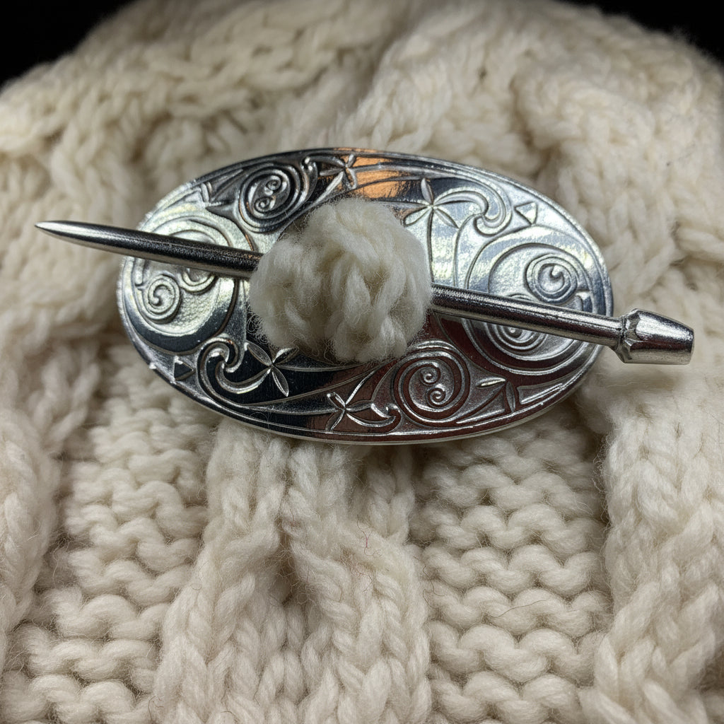 Celtic Oval Scarf Ring in pewter