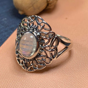 Celtic Star Ring, Moonstone Jewelry, Celtic Knot Ring, Irish Jewelry, Celtic Jewelry, Anniversary Gift, Wiccan Jewelry, Wife Gift, Mom Gift