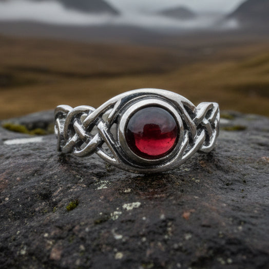 Leah Celtic Knot Garnet Ring in Sterling Silver — view 9