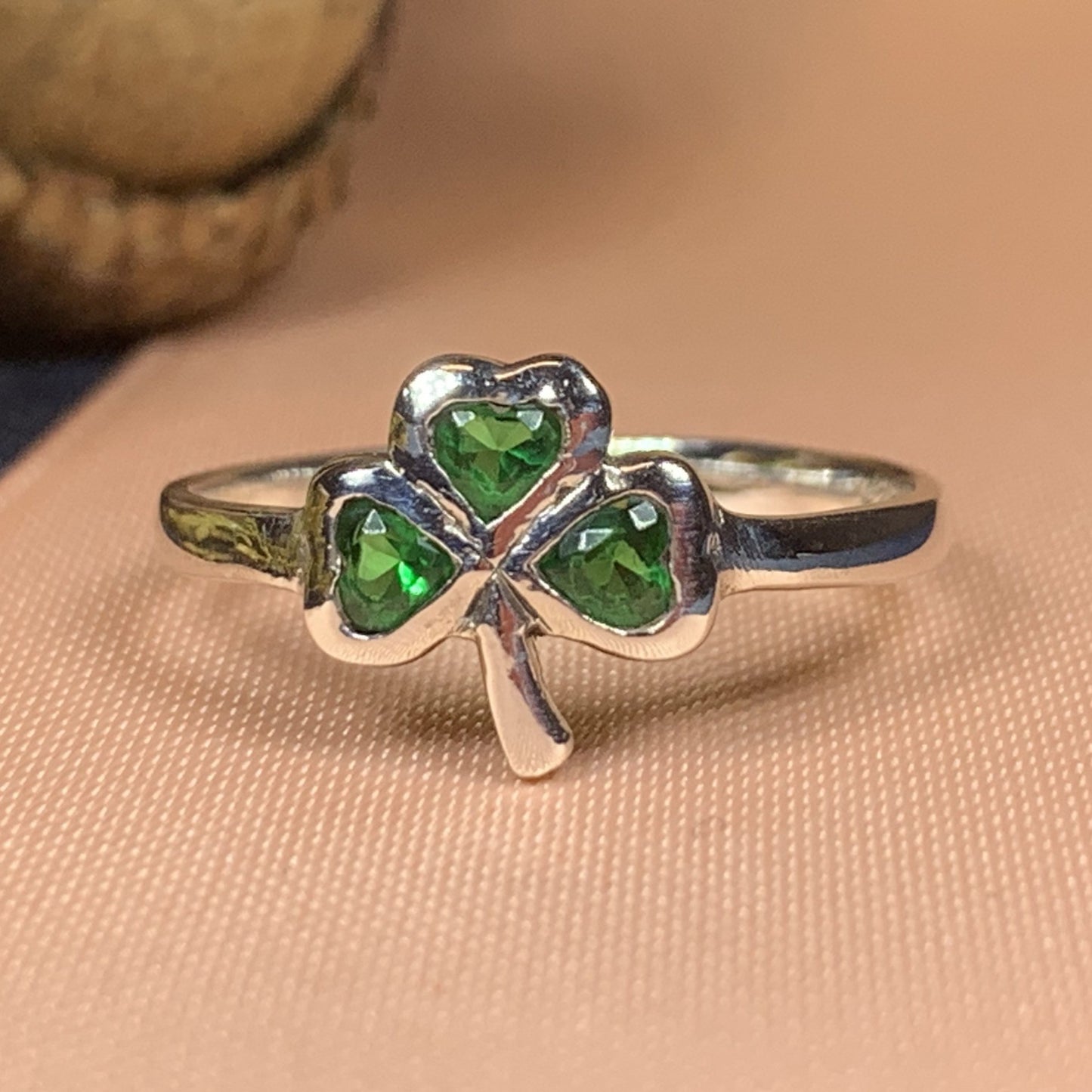 Emerald Isle Irish Shamrock Ring in Sterling Silver — view 6