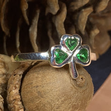 Load image into Gallery viewer, Shamrock Ring, Celtic Jewelry, Irish Jewelry, Clover Jewelry, Ireland Gift, Irish Dance Gift, Anniversary Gift, Bridal Jewelry, Good Luck
