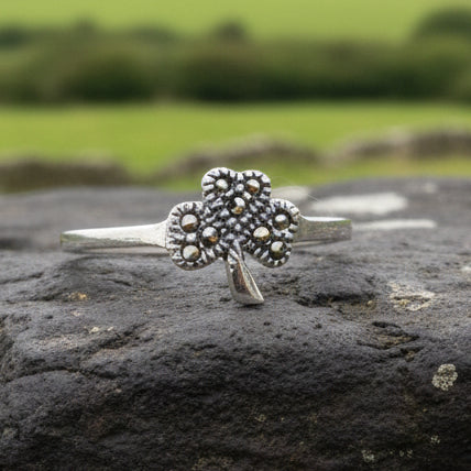 Shamrock Ring, Celtic Jewelry, Irish Jewelry, Clover Jewelry, Ireland Gift, Irish Dance Gift, Anniversary Gift, Marcasite Jewelry, Good Luck