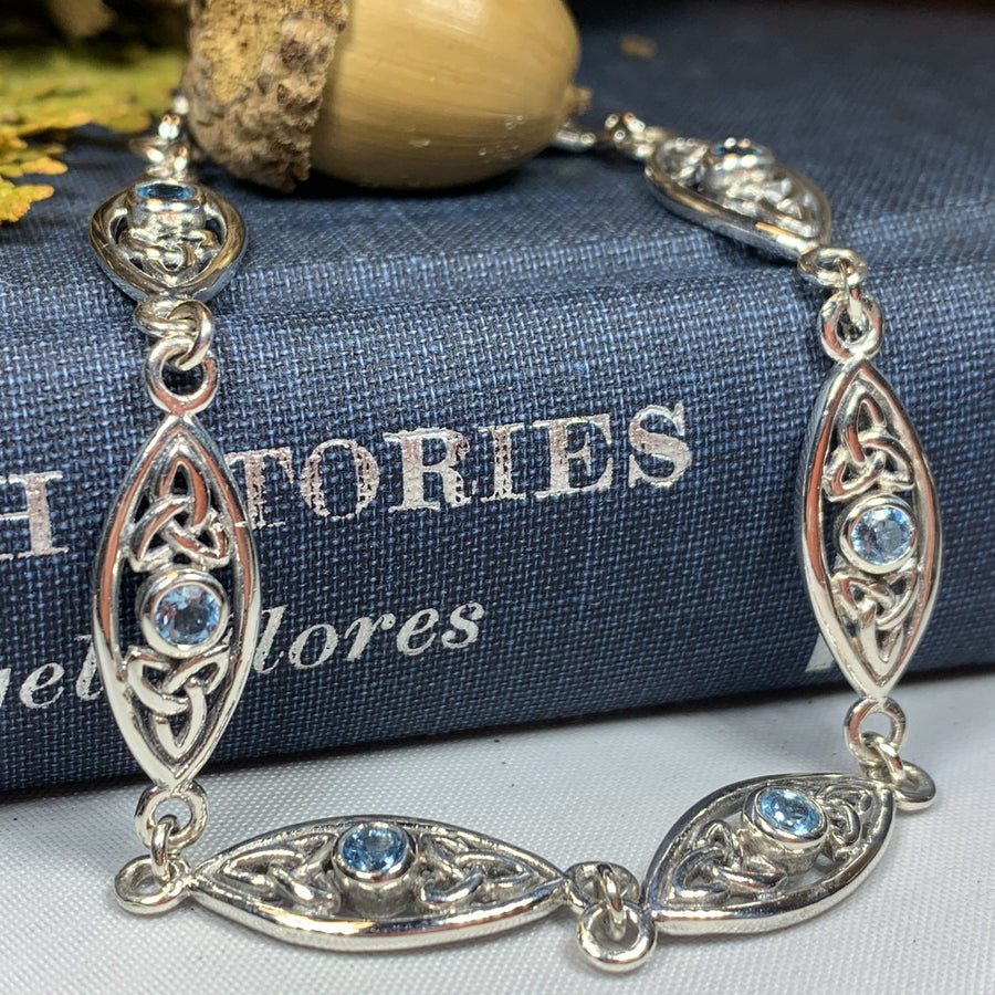 Trinity Knot Bracelet, Celtic Jewelry, Topaz Jewelry, Irish Jewelry, Bridal Jewelry, Scotland Jewelry, Anniversary Gift, Girlfriend Gift