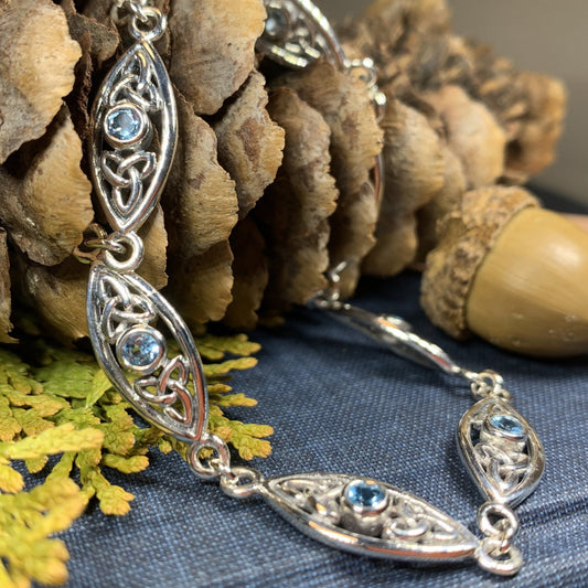 Trinity Knot Bracelet, Celtic Jewelry, Topaz Jewelry, Irish Jewelry, Bridal Jewelry, Scotland Jewelry, Anniversary Gift, Girlfriend Gift