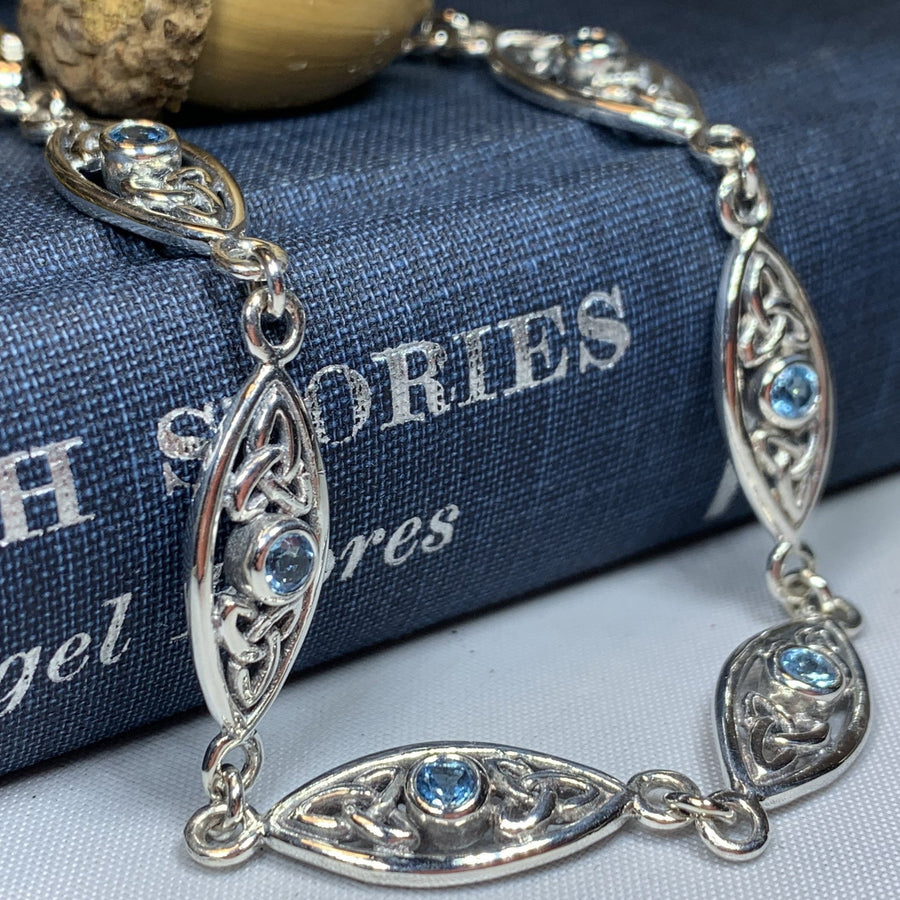 Trinity Knot Bracelet, Celtic Jewelry, Topaz Jewelry, Irish Jewelry, Bridal Jewelry, Scotland Jewelry, Anniversary Gift, Girlfriend Gift