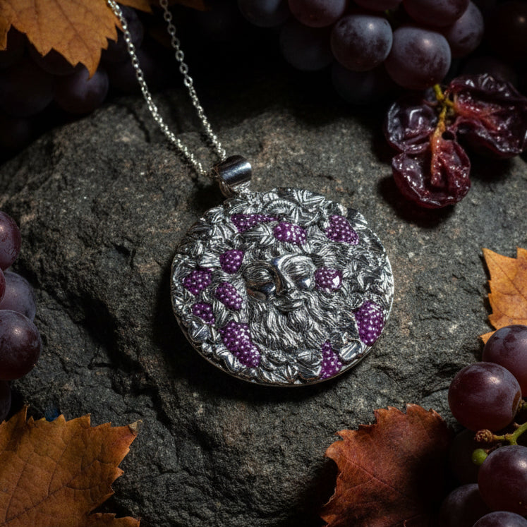 Wine God Bacchus Necklace in Sterling Silver — view 8