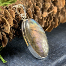 Load image into Gallery viewer, Celtic Night Necklace, Purple Labradorite Pendant, Celtic Jewelry, Anniversary Gift, Wiccan Jewelry, Mom Gift, Wife Gift, Sister Gift
