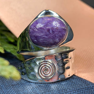 Celtic Spiral Ring, Wrap Ring, Irish Jewelry, Labradorite Jewelry, Celtic Jewelry, Anniversary Gift, Wiccan Jewelry, Wife Gift, Mom Gift