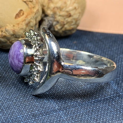 Load image into Gallery viewer, Crescent Moon Ring, Celtic Jewelry, Celestial Jewelry, Goddess Jewelry, Moon Ring, Wiccan Jewelry, Anniversary Gift, Promise Ring, Wife Gift

