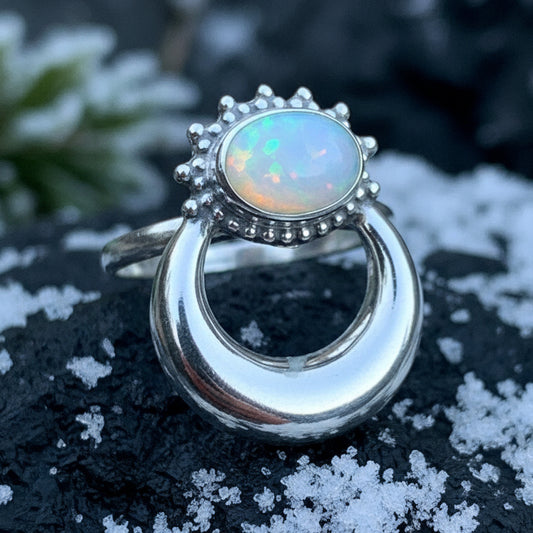 Radiant Crescent Moon Ring — view 9