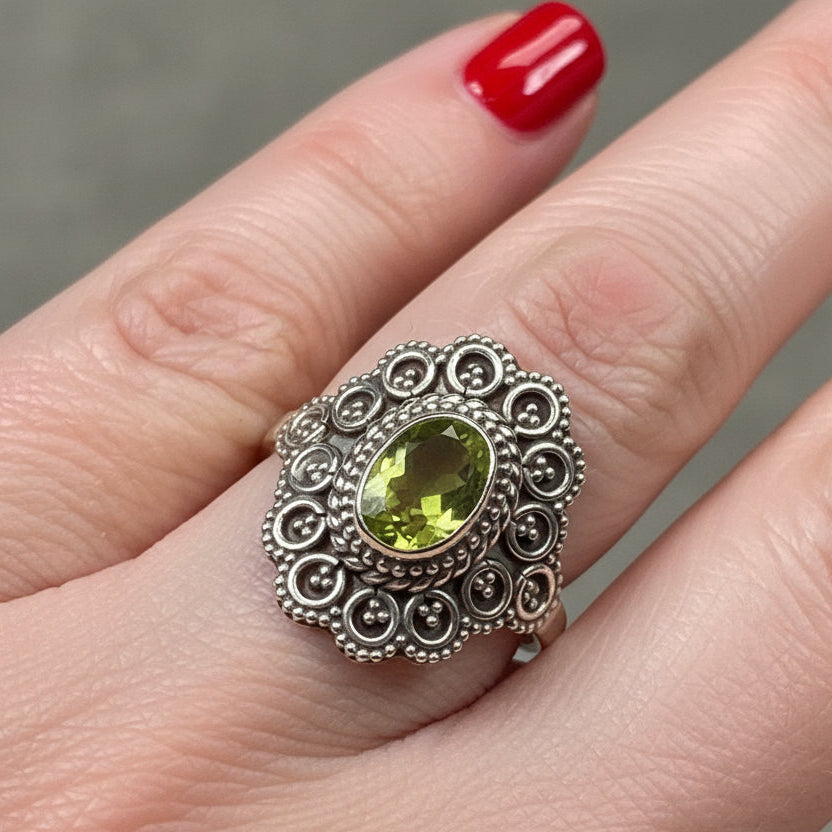 Celtic Queen Ring, Celtic Jewelry, Irish Jewelry, Peridot Ring, Irish Ring, Blue Topaz Ring, Anniversary Gift, Bridal Ring, Wiccan Gift