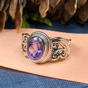 Celtic Knot Ring, Celtic Jewelry, Irish Jewelry, Amethyst Ring, Irish Ring, Irish Dance Gift, Anniversary Gift, Bridal Ring, Wiccan Gift