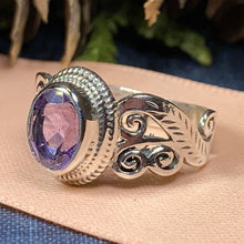 Load image into Gallery viewer, Celtic Knot Ring, Celtic Jewelry, Irish Jewelry, Amethyst Ring, Irish Ring, Irish Dance Gift, Anniversary Gift, Bridal Ring, Wiccan Gift

