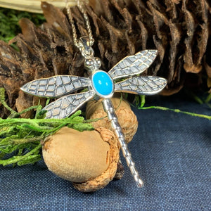 Dragonfly Necklace, Turquoise Jewelry, Outlander Jewelry, Inspirational Gift, Anniversary Gift, Survivor Gift, Celtic Jewelry, Nature Gift