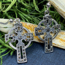 Load image into Gallery viewer, Celtic Cross Earrings, Celtic Jewelry, Irish Jewelry, First Communion Gift, Bridal Jewelry, Confirmation Gift, Anniversary Gift, Cross Gift

