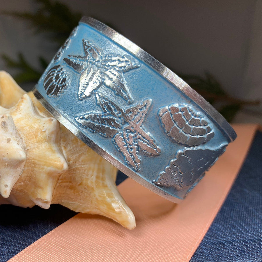 Blue Shell Bracelet, Celtic Jewelry, Bangle Bracelet, Beach Jewelry, Ocean Jewelry, Wife Gift, Girlfriend Gift, Sister Gift, Seashore Gift