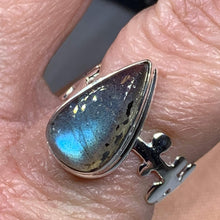 Load image into Gallery viewer, Celtic Magic Ring, Labradorite Jewelry, Statement Ring, Celestial Jewelry, Celtic Jewelry, Anniversary Gift, Wiccan Jewelry, Wife Gift
