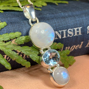 Moonstone Necklace, Moonstone Pendant, Celestial Jewelry, Celtic Jewelry, Anniversary Gift, Wiccan Jewelry, Pagan Necklace, Girlfriend Gift