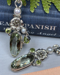 Celtic Flower Necklace, Celtic Jewelry, Irish Jewelry, Anniversary Gift, Bridal Jewelry, Peridot Jewelry, Scotland Jewelry, Wiccan Jewelry