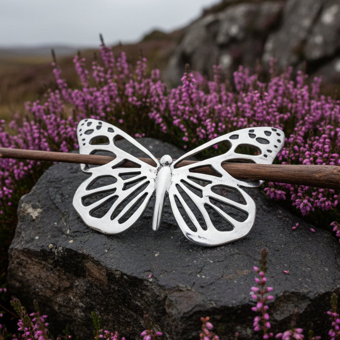 Butterfly Hair Slide, Celtic Jewelry, Shawl Pin, Mom Gift, Butterfly Jewelry, Friendship Gift, Anniversary Gift, Butterfly Barrette