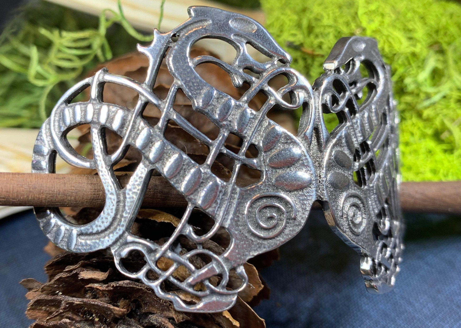 Pewter Celtic Dragon Hair Slide for Women — view 5