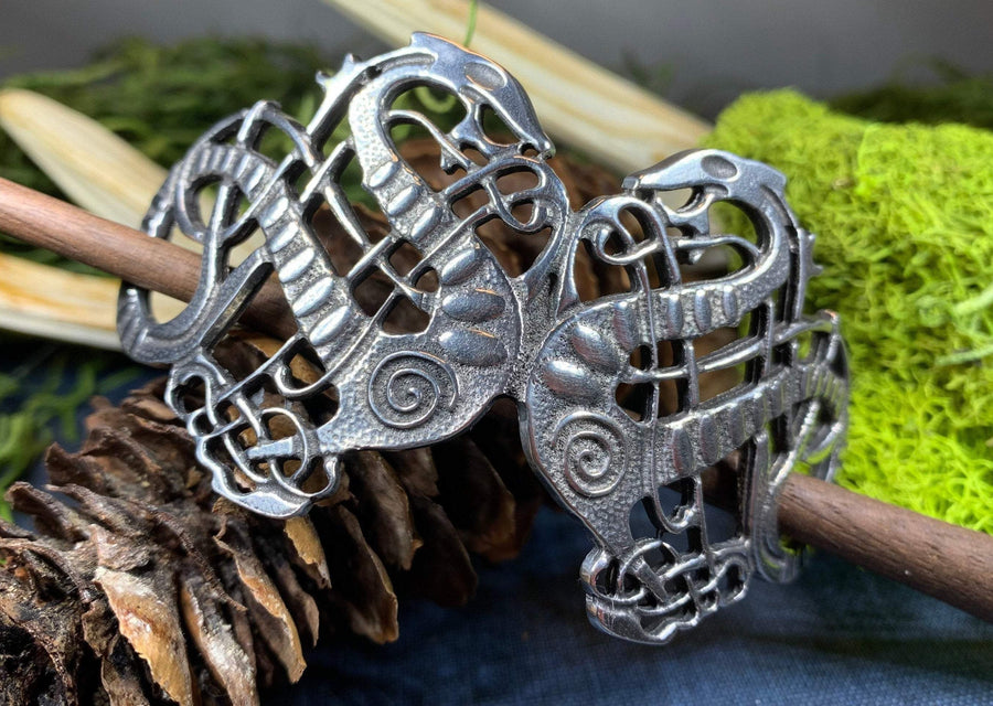 Celtic Dragon Hair Slide, Celtic Jewelry, Shawl Pin, Mom Gift, Dragon Jewelry, Friendship Gift, Anniversary Gift, Celtic Barrette