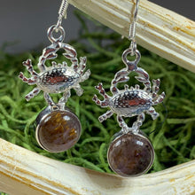 Load image into Gallery viewer, Crab Earrings, Celtic Jewelry, Nautical Jewelry, Nature Jewelry, Amethyst Jewelry, Anniversary Gift, Ocean Jewelry, Beach Jewelry
