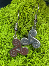 Load image into Gallery viewer, Triple Spiral Earrings, Celtic Jewelry, Ireland Jewelry, Irish Jewelry, Triskele Jewelry, Mom Gift, Girlfriend Gift, Ireland Gift, Newgrange
