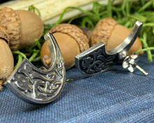 Load image into Gallery viewer, Celtic Dragon Earrings, Irish Jewelry, Scotland Jewelry, Celtic Knot Jewelry, Viking Post Earrings, Anniversary Gift, Wiccan Jewelry
