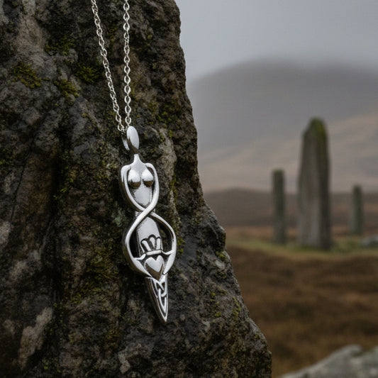 Danu Necklace, Trinity Knot Pendant, Celtic Jewelry, Goddess Pendant, Anniversary Gift, Wiccan Jewelry, Pagan Jewelry, Claddagh Jewelry