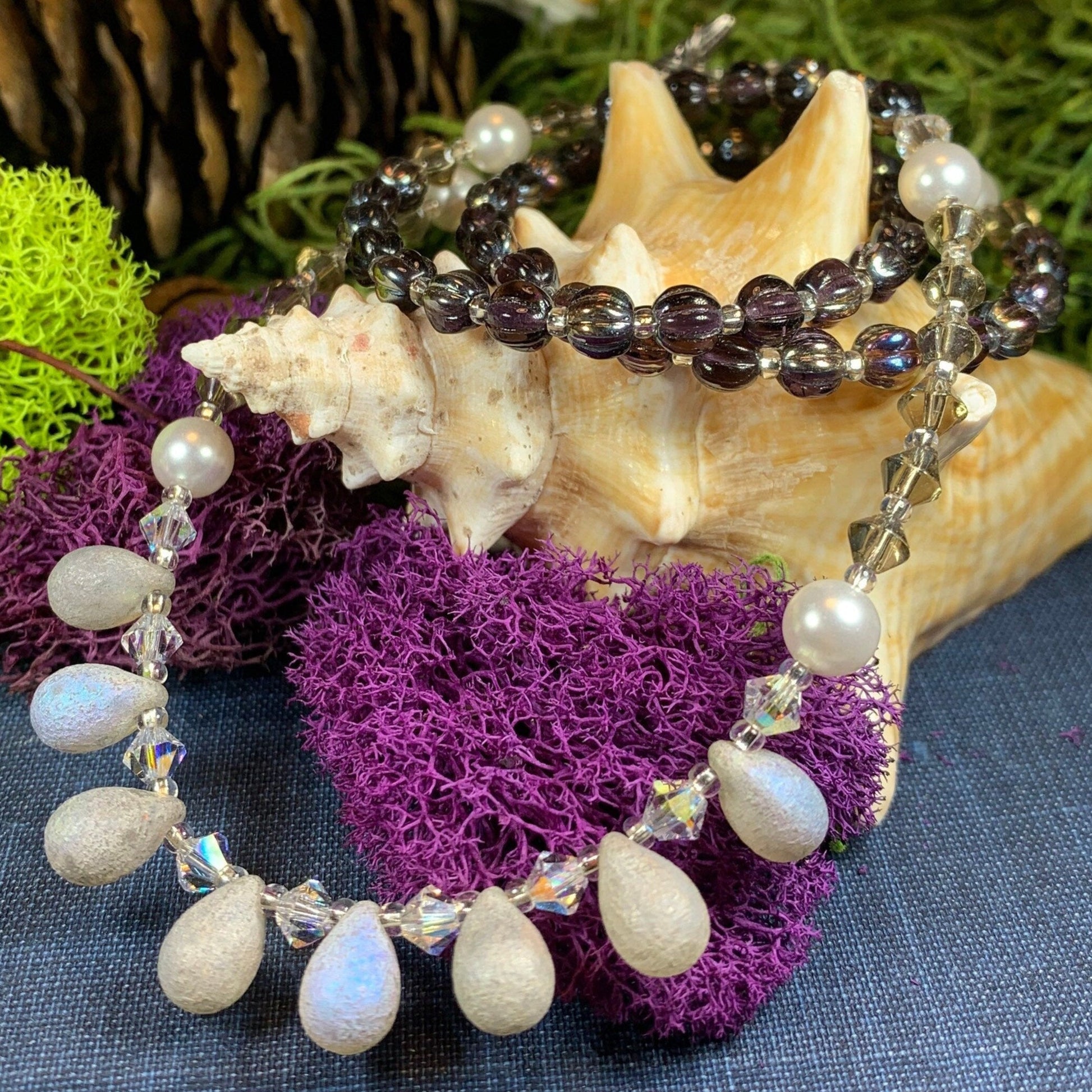 Celtic Dawn Crystal Necklace, Gemstone Jewelry, Pearl Jewelry, Teacher Gift, Sister Gift, Girlfriend Gift, Mom Gift, Wife Gift, Yoga Gift