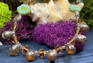 Golden Lotus Crystal Necklace, Gemstone Jewelry, Boho Jewelry, Teacher Gift, Sister Gift, Girlfriend Gift, Mom Gift, Wife Gift, Yoga Gift