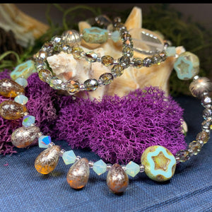Lotus Dawn Crystal Necklace, Gemstone Jewelry, Boho Jewelry, Teacher Gift, Sister Gift, Girlfriend Gift, Mom Gift, Wife Gift, Yoga Gift