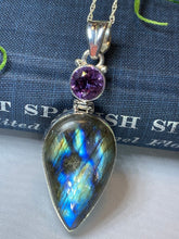 Load image into Gallery viewer, Labradorite Necklace, Gemstone Pendant, Nature Jewelry, Celtic Jewelry, Anniversary Gift, Wiccan Jewelry, Pagan Necklace, Amethyst Pendant
