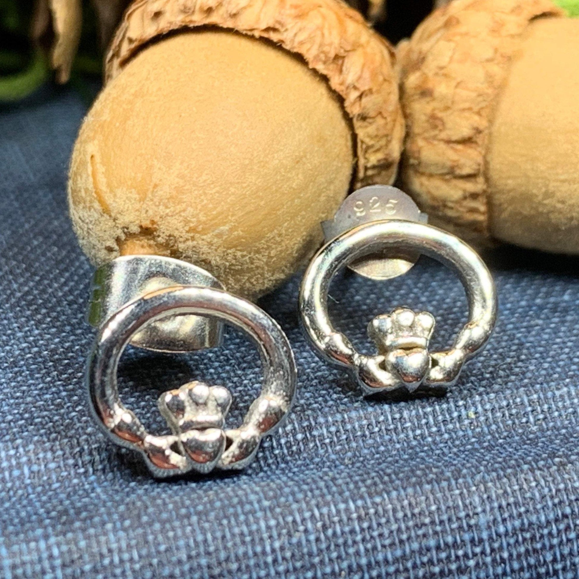 Pewter Claddagh Stud Earrings — view 5