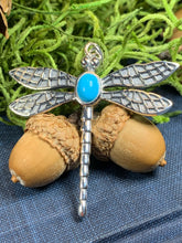 Load image into Gallery viewer, Dragonfly Necklace, Turquoise Jewelry, Outlander Jewelry, Inspirational Gift, Anniversary Gift, Survivor Gift, Celtic Jewelry, Nature Gift
