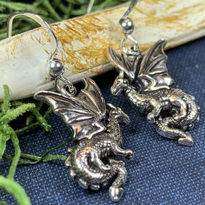 Dragon Earrings, Celtic Jewelry, Irish Jewelry, Super Seven Jewelry, Wiccan Jewelry, Celtic Dragon Gift, Pagan Jewelry, Gothic Jewerly