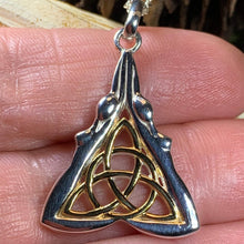 Load image into Gallery viewer, Double Goddess Necklace, Triquetra Pendant, Goddess Jewelry, Celtic Jewelry, Anniversary Gift, Wiccan Jewelry, Pagan Jewelry, Irish Gift
