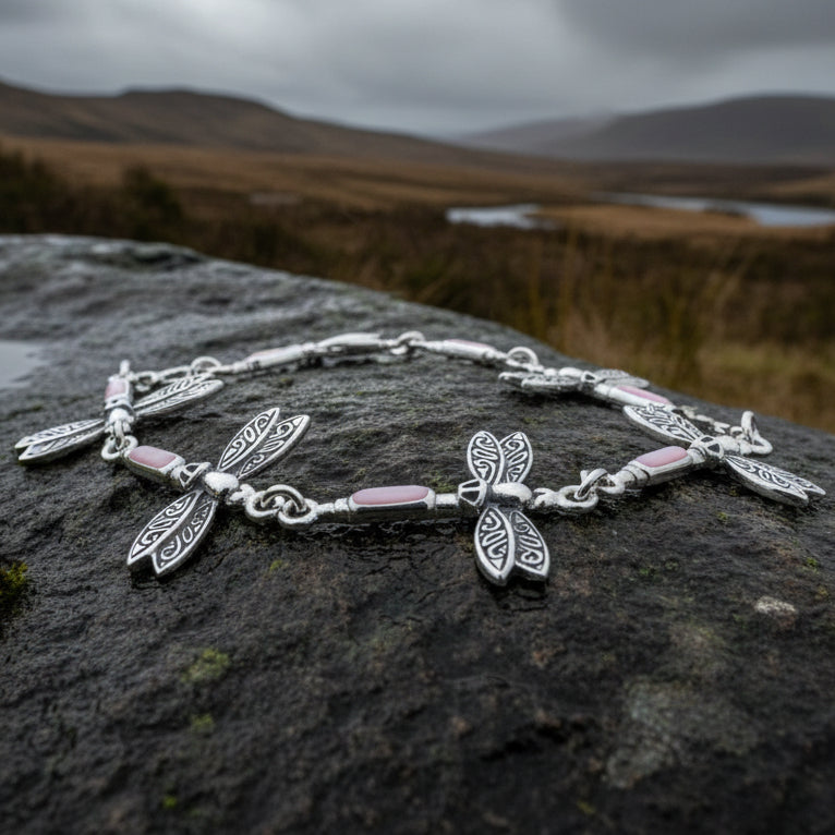 Dragonfly Bracelet, Celtic Jewelry, Outlander Jewelry, Irish Jewelry, Insect Jewelry, Scotland Jewelry, Anniversary Gift, Girlfriend Gift