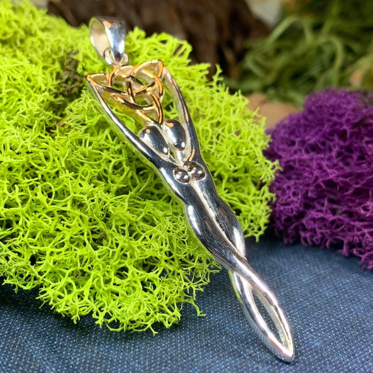 Double Goddess Necklace, Triquetra Pendant, Goddess Jewelry, Celtic Jewelry, Anniversary Gift, Wiccan Jewelry, Pagan Jewelry, Irish Gift