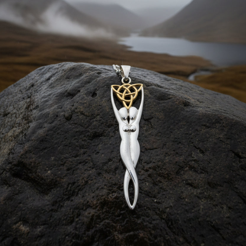 Double Goddess Necklace, Triquetra Pendant, Goddess Jewelry, Celtic Jewelry, Anniversary Gift, Wiccan Jewelry, Pagan Jewelry, Irish Gift