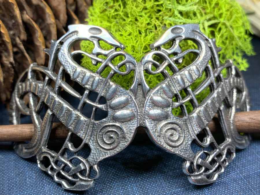 Celtic Dragon Hair Slide, Celtic Jewelry, Shawl Pin, Mom Gift, Dragon Jewelry, Friendship Gift, Anniversary Gift, Celtic Barrette