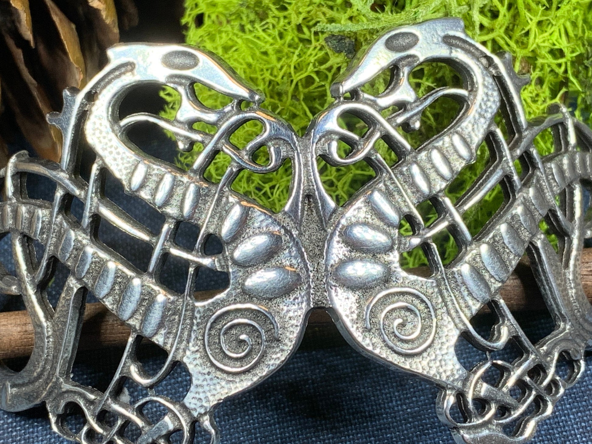 Pewter Celtic Dragon Hair Slide for Women — view 2