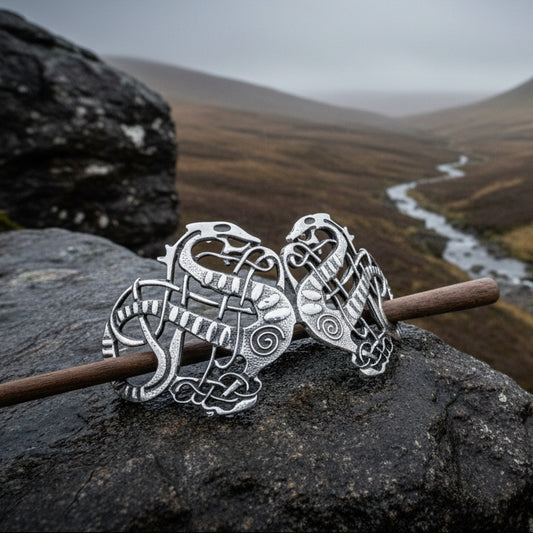Celtic Dragon Hair Slide, Celtic Jewelry, Shawl Pin, Mom Gift, Dragon Jewelry, Friendship Gift, Anniversary Gift, Celtic Barrette