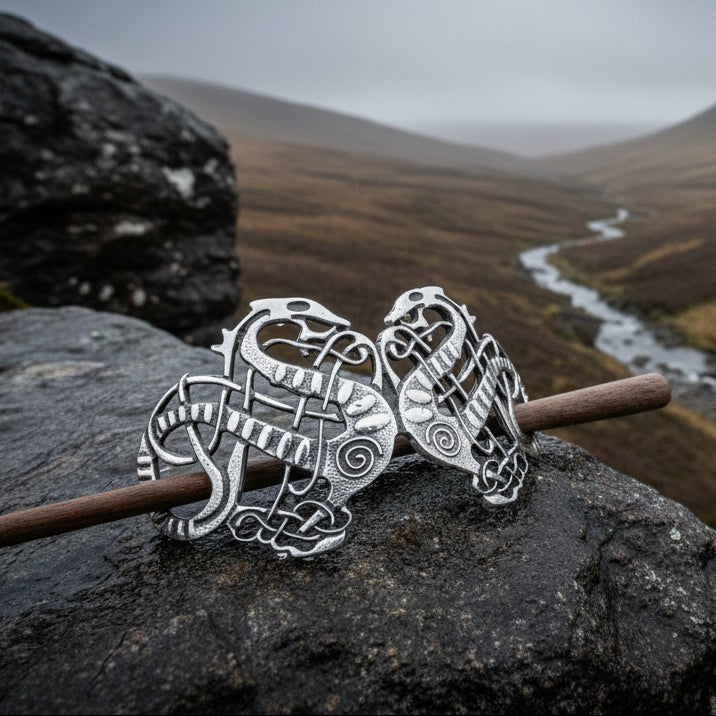 Celtic Dragon Hair Slide, Celtic Jewelry, Shawl Pin, Mom Gift, Dragon Jewelry, Friendship Gift, Anniversary Gift, Celtic Barrette