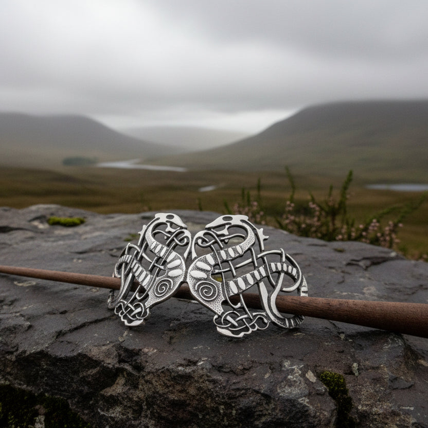 Pewter Celtic Dragon Hair Slide for Women — view 6