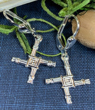 Load image into Gallery viewer, Saint Brigid&#39;s Cross Earrings, Irish Jewelry, Bride Gift, Ireland Jewelry, Spiritual Jewelry, St. Bridget&#39;s Cross, Celtic Cross Jewelry
