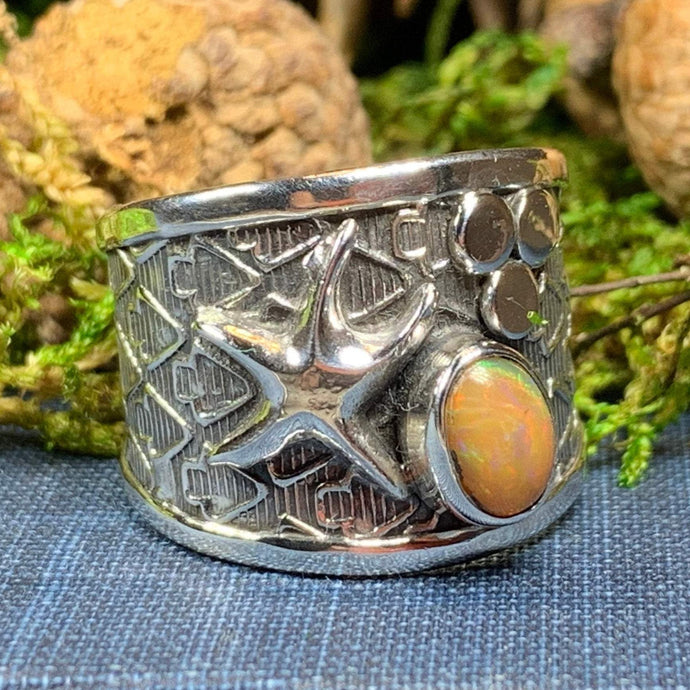 Starfish Ring, Celtic Jewelry, Nautical Ring, Beach Lover Jewelry, Opal Jewelry, Anniversary Gift, Sister Gift, Mom Gift, Sea Star Ring