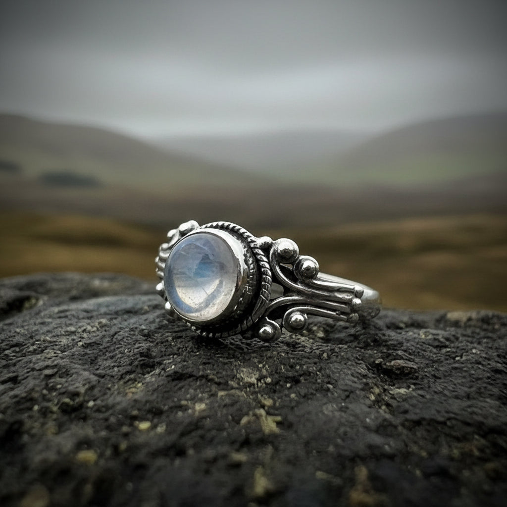 Celtic Love Moonstone Ring in Sterling Silver — view 4