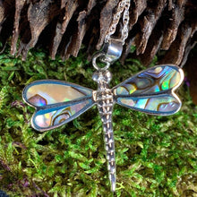 Load image into Gallery viewer, Dragonfly Necklace, Abalone Jewelry, Summer Jewelry, New Age Jewelry, Nature Jewelry, Anniversary Gift, Nature Necklace, Graduation Gift

